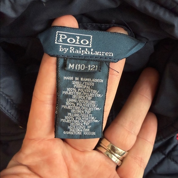 POLO RALPH LAUREN LIGHTWEIGHT QUILTED PUFFER JACKET NAVY BLUE SIZE MEDIUM 10/12 - Picture 7 of 7